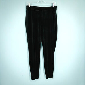 Chico's 1 Size Medium 8 Black Velvet Pull On Stretch Knit Leggings Pants NEW